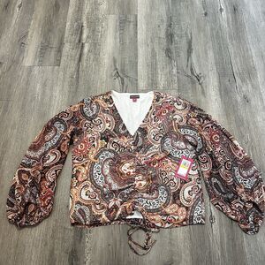 Vince Camuto Women's Shirt Size Medium Balloon Sleeve Paisley Blouse Top